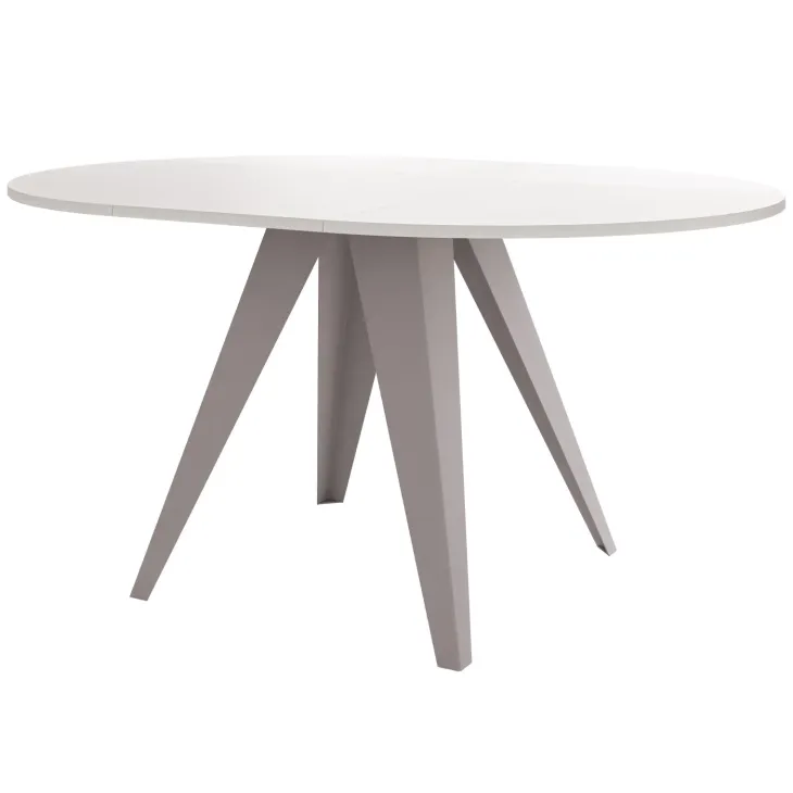 Tavolo da pranzo allungabile 100/138x100 cm rotondo industrial bianco metallo cashmere Cortex