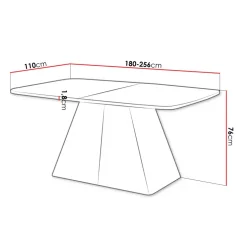 Tavolo da pranzo allungabile 180/256x110cm industrial nero metallo nero Rail