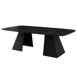 Tavolo da pranzo allungabile 180/256x110cm industrial effetto marmo nero metallo nero Rail