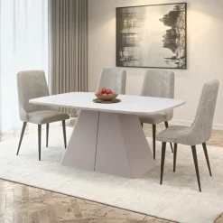 Tavolo da pranzo allungabile 180/256x110cm industrial bianco metallo cashmere Rail