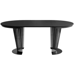 Tavolo da pranzo allungabile 100/176x100 cm rotondo industrial nero metallo nero Monox