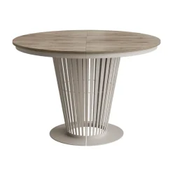 Tavolo da pranzo allungabile 100/176x100 cm rotondo industrial rovere scuro metallo cashmere Monox