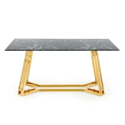 Tavolo da pranzo moderno 160x90cm marmo nero oro Stella