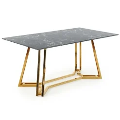 Tavolo da pranzo moderno 160x90cm marmo nero oro Stella