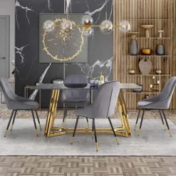 Tavolo da pranzo moderno 160x90cm marmo nero oro Stella