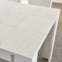 Tavolo da pranzo rettangolare 180x90cm bianco lucido serigrafato Paradise