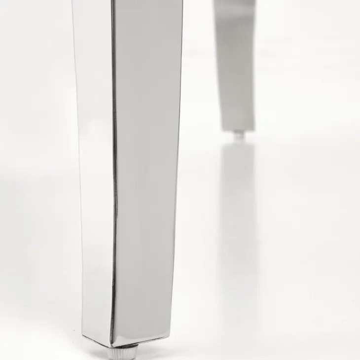 Tavolo da pranzo rotondo 120cm effetto marmo bianco cromato argento Selim
