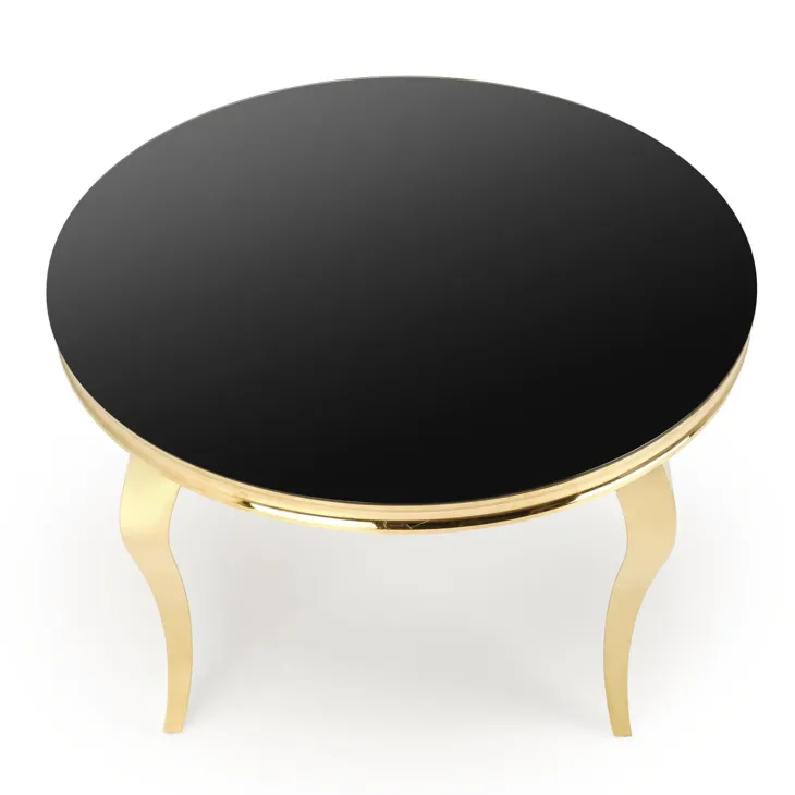 Tavolo da pranzo rotondo 120cm vetro nero cromato oro Selim