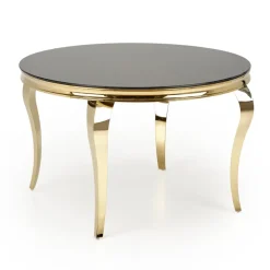 Tavolo da pranzo rotondo 120cm vetro nero cromato oro Selim