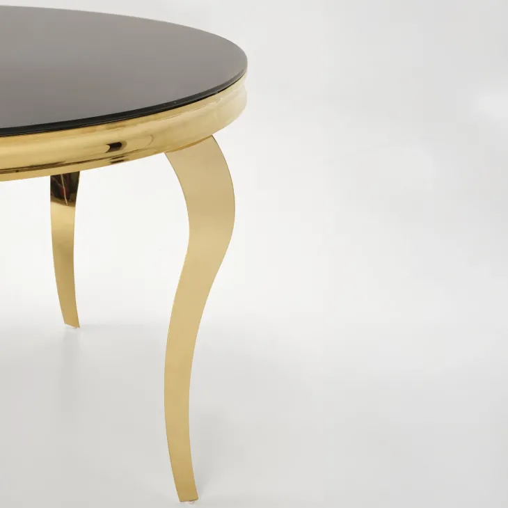 Tavolo da pranzo rotondo 120cm vetro nero cromato oro Selim