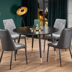 Tavolo da pranzo rotondo industrial 120x120cm oro e nero Kufa