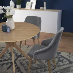 Tavolo da pranzo rotondo moderno 120x120cm rovere naturale Corinto