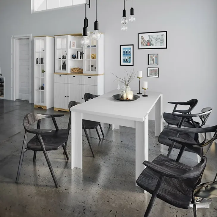 Tavolo da pranzo 150x76cm bianco lucido Loira