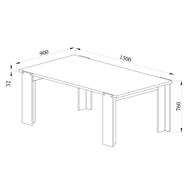 Tavolo da pranzo 150x76cm bianco lucido Loira