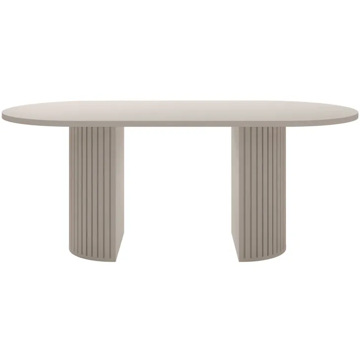 Tavolo da pranzo 185x90cm cannettato ovale beige cashmere Kelda