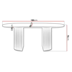 Tavolo da pranzo 185x90cm cannettato ovale noce Kelda