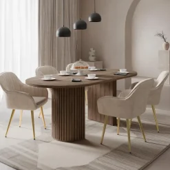 Tavolo da pranzo 185x90cm cannettato ovale noce Kelda