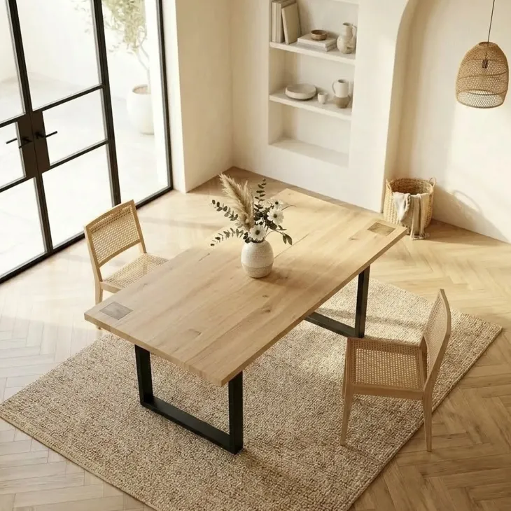Tavolo da pranzo 160x90cm gambe in metallo legno massello rovere Tarselia