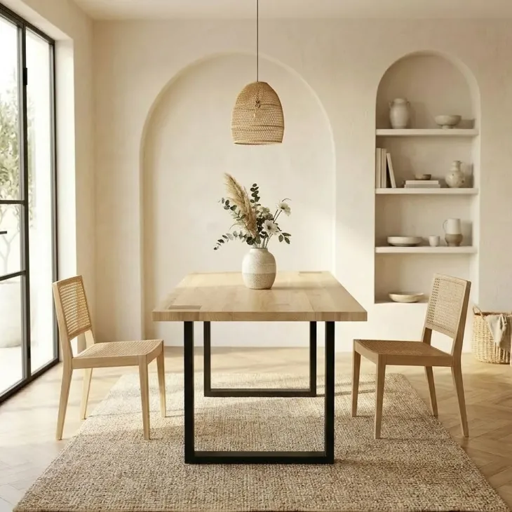 Tavolo da pranzo 160x90cm gambe in metallo legno massello rovere Tarselia