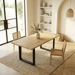 Tavolo da pranzo 160x90cm gambe in metallo legno massello rovere Tarselia