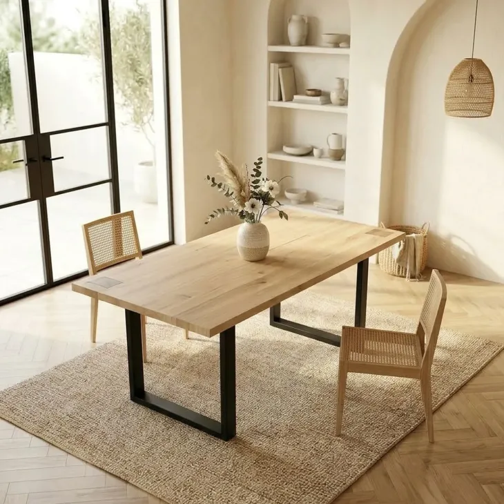 Tavolo da pranzo 160x90cm gambe in metallo legno massello rovere Tarselia