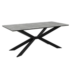 Tavolo da pranzo 190x90 cm industrial rettangolare grigio cemento metallo nero Axon