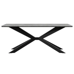 Tavolo da pranzo 190x90 cm industrial rettangolare grigio cemento metallo nero Axon