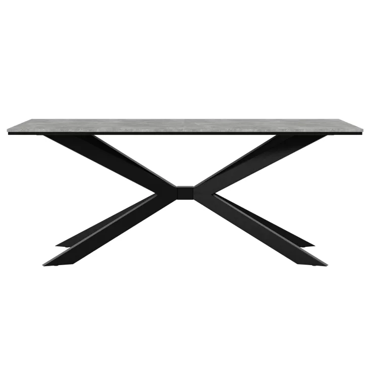 Tavolo da pranzo 190x90 cm industrial rettangolare grigio cemento metallo nero Axon