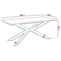 Tavolo da pranzo 190x90 cm industrial rettangolare effetto marmo nero metallo nero Axon