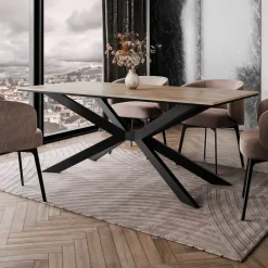 Tavolo da pranzo 190x90 cm industrial rettangolare rovere metallo nero Axon