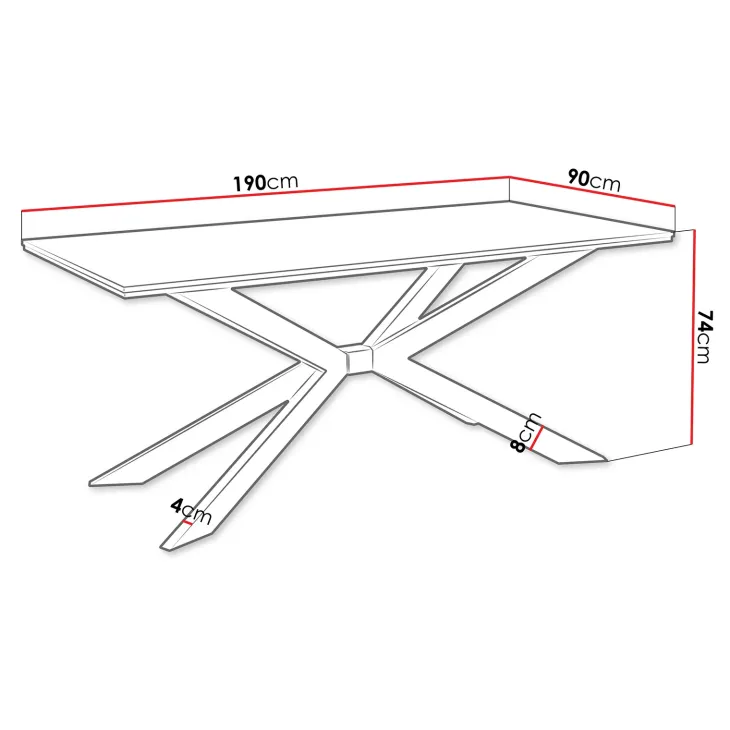 Tavolo da pranzo 190x90 cm industrial rettangolare rovere metallo nero Axon