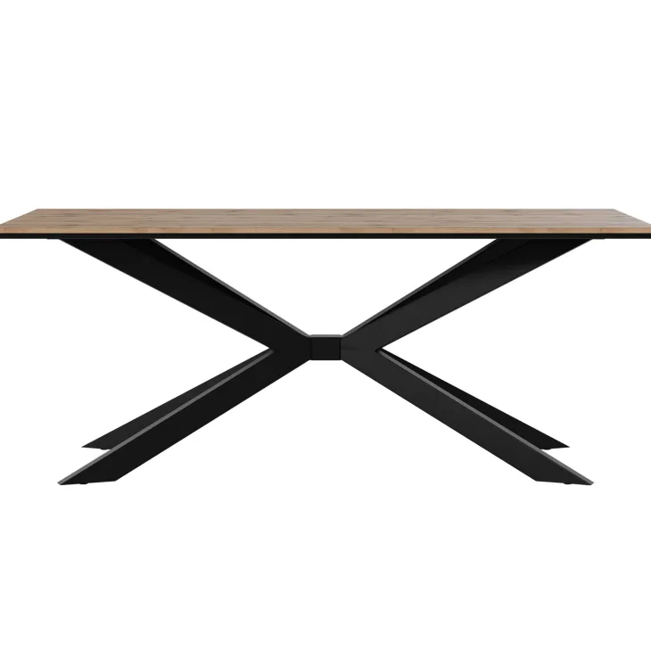 Tavolo da pranzo 190x90 cm industrial rettangolare rovere metallo nero Axon