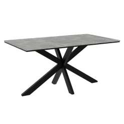 Tavolo da pranzo 160x90 cm industrial rettangolare grigio cemento metallo nero Steel