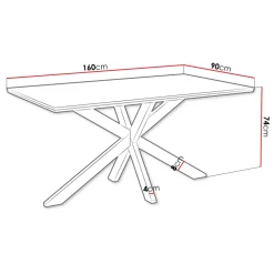 Tavolo da pranzo 160x90 cm industrial rettangolare effetto marmo bianco metallo nero Steel