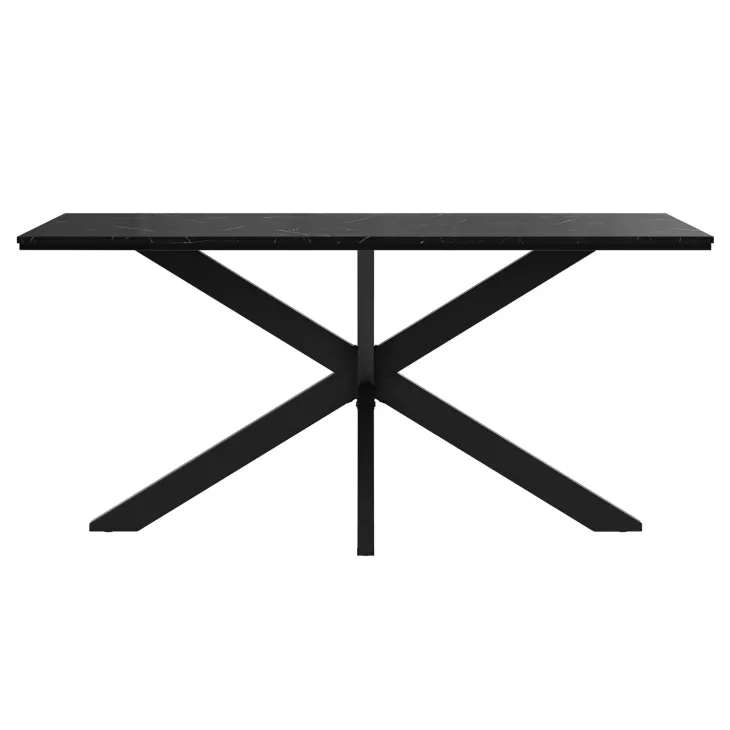Tavolo da pranzo 160x90 cm industrial rettangolare effetto marmo nero metallo nero Steel
