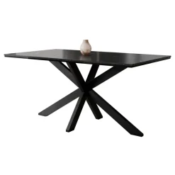 Tavolo da pranzo 160x90 cm industrial rettangolare effetto marmo nero metallo nero Steel