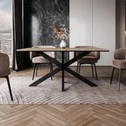 Tavolo da pranzo 160x90 cm industrial rettangolare rovere metallo nero Steel