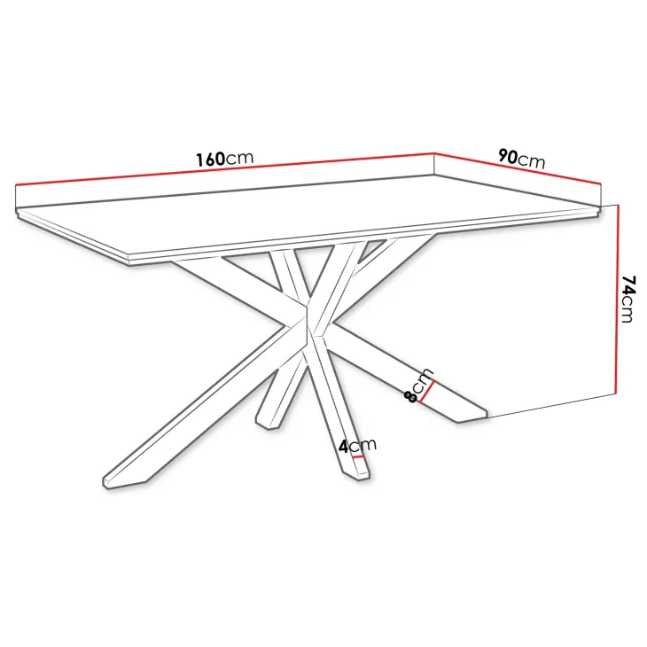 Tavolo da pranzo 160x90 cm industrial rettangolare rovere metallo nero Steel