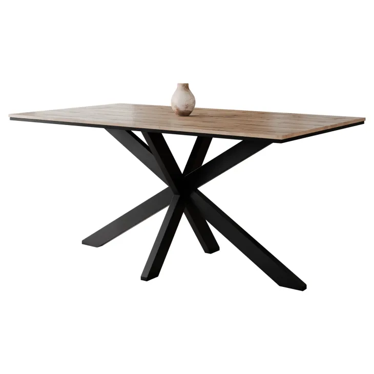 Tavolo da pranzo 160x90 cm industrial rettangolare rovere metallo nero Steel
