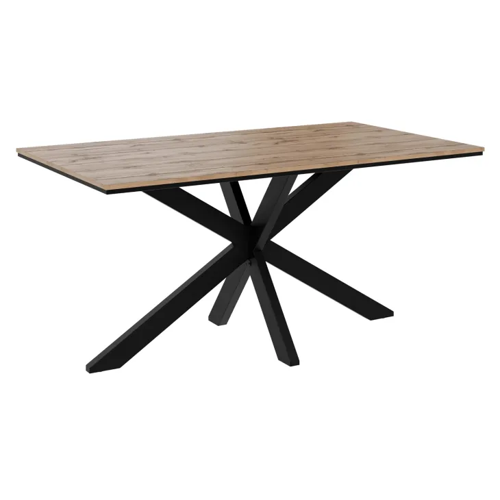 Tavolo da pranzo 160x90 cm industrial rettangolare rovere metallo nero Steel