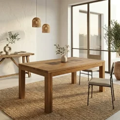 Tavolo da pranzo 160x90cm legno massello quercia Ebania