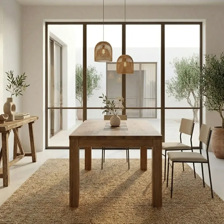 Tavolo da pranzo 160x90cm legno massello quercia Ebania