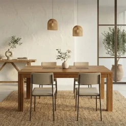 Tavolo da pranzo 160x90cm legno massello quercia Ebania