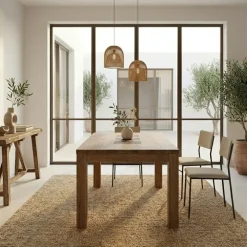 Tavolo da pranzo 180x90cm legno massello quercia Ebania