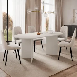 Tavolo da pranzo 185x90cm ovale beige cashmere Elden