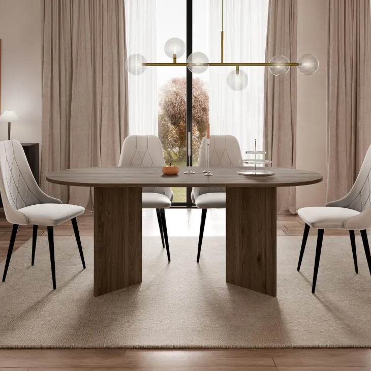 Tavolo da pranzo 185x90cm ovale noce Elden