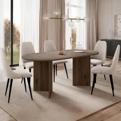 Tavolo da pranzo 185x90cm ovale noce Elden