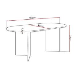 Tavolo da pranzo 185x90cm ovale noce Elden