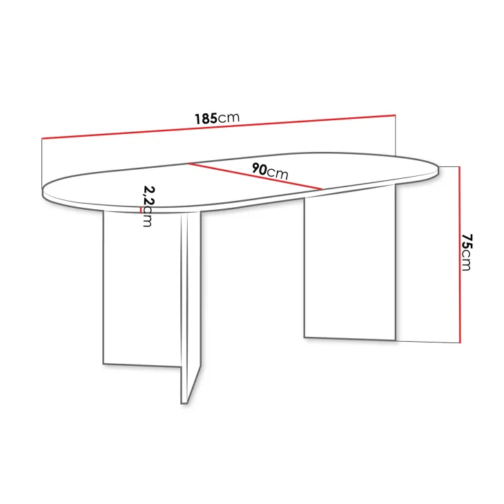Tavolo da pranzo 185x90cm ovale noce Elden
