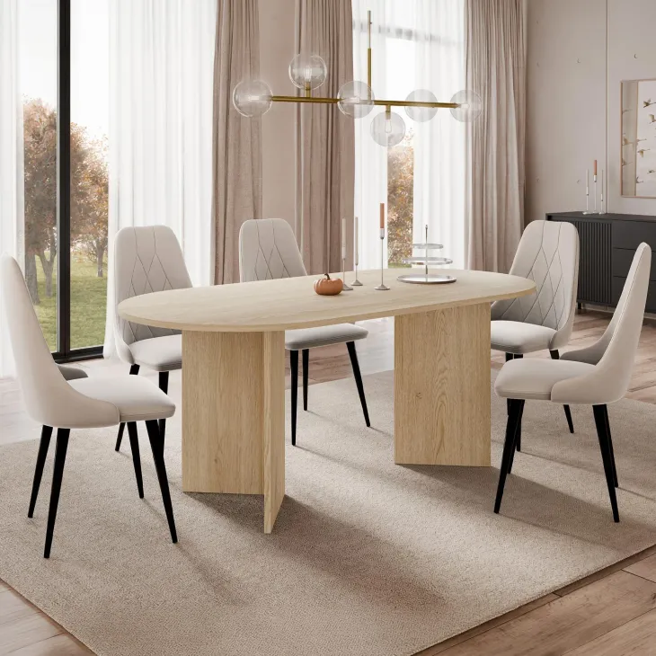 Tavolo da pranzo 185x90cm ovale rovere Elden